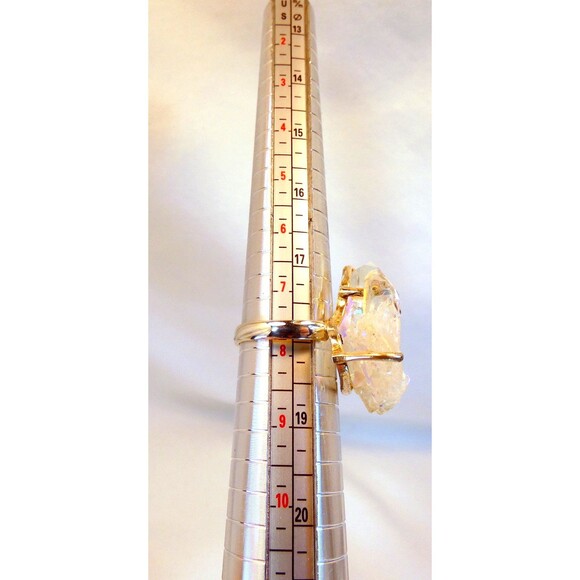 Angel Aura Druzy Quartz Cluster Sterling Silver Ring Sz  8  OOAK Handmade - Picture 6 of 9